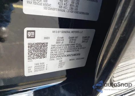 2024 Chevrolet Silverado 1500 2Wd Short Bed Rst из США, поврежденный, VIN 1GCPADEKXRZ188306